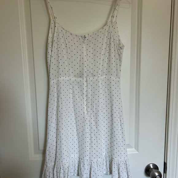 Urban outfitters Chic White Polka Dot Dress tie front skinny strap-60s - Picture 5 of 7
